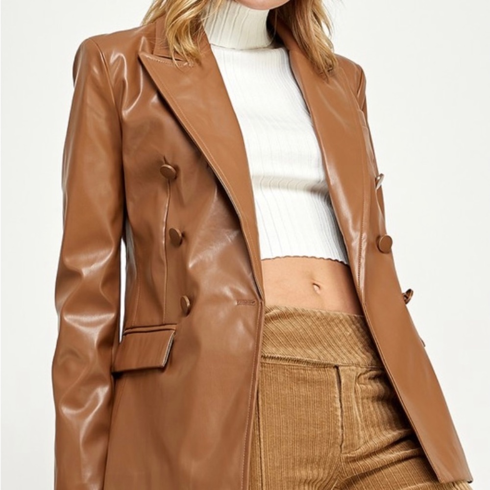 PU double breasted jacket